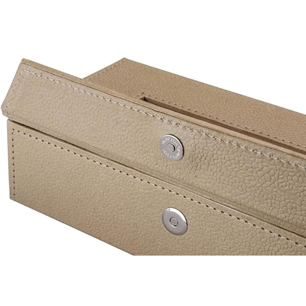 Untitled design - 2025-06-28T151201.315 PreSolve| Tissue Box Holder with 100 Pulls Cotton Rags Tissue | Handcrafted Fine Leather - Like Finish | for Gifting, Office Desks, Cars & Home Décor | Durable & Water Resistant. (Beige) - Image 4