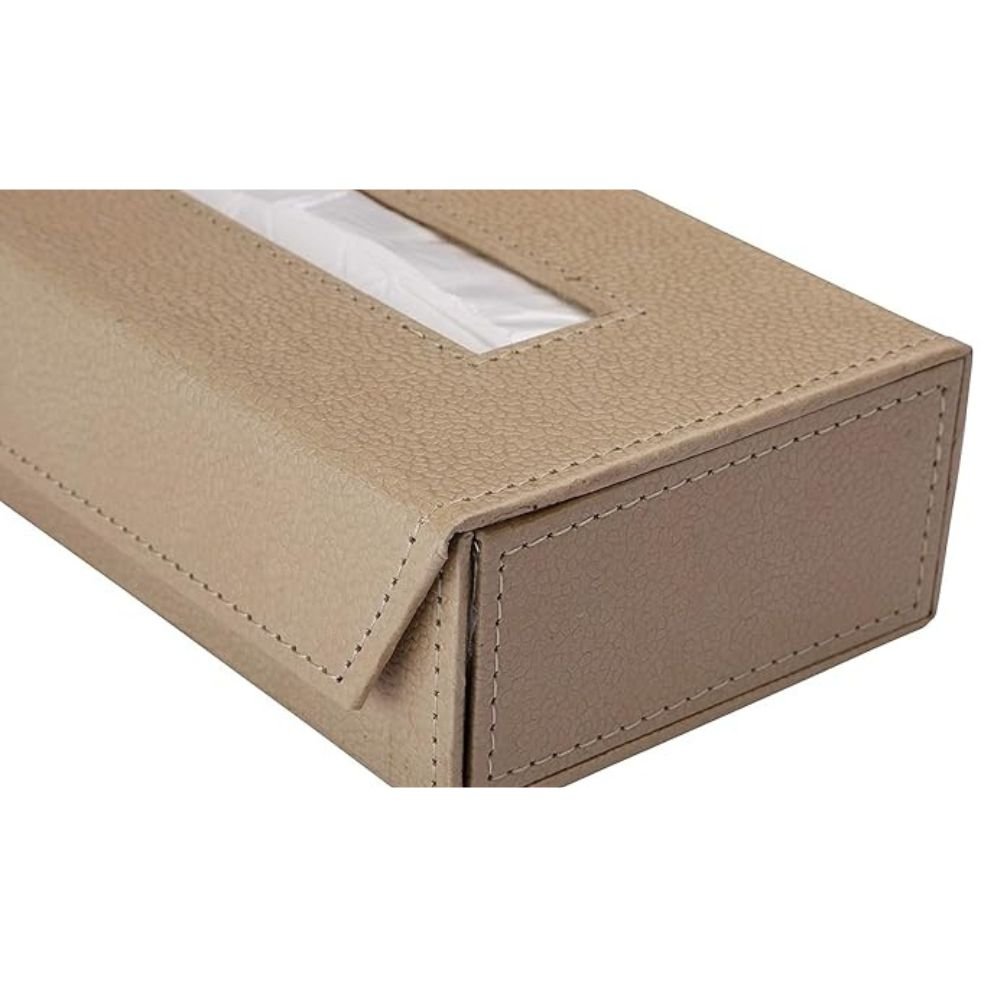 Untitled design - 2025-06-28T151220.690 PreSolve| Tissue Box Holder with 100 Pulls Cotton Rags Tissue | Handcrafted Fine Leather - Like Finish | for Gifting, Office Desks, Cars & Home Décor | Durable & Water Resistant. (Beige) - Image 5