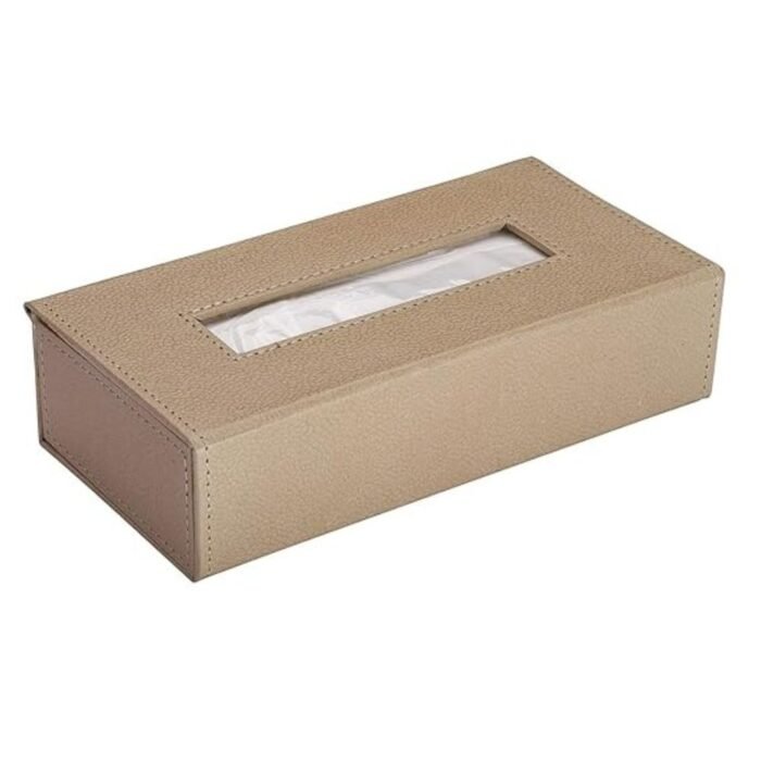PreSolve| Tissue Box Holder with 100 Pulls Cotton Rags Tissue | Handcrafted Fine Leather - Like Finish | for Gifting, Office Desks, Cars & Home Décor | Durable & Water Resistant. (Beige) - Image 6