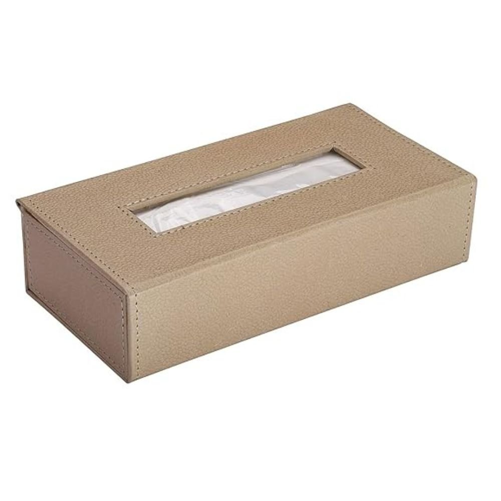 Untitled design - 2025-06-28T151236.811 PreSolve| Tissue Box Holder with 100 Pulls Cotton Rags Tissue | Handcrafted Fine Leather - Like Finish | for Gifting, Office Desks, Cars & Home Décor | Durable & Water Resistant. (Beige) - Image 6